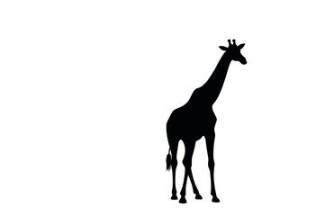 Obraz premium Stylish Giraffe Silhouette Vector Illustration Isolated on Clean White Background – Great for Modern Graphic Designs 