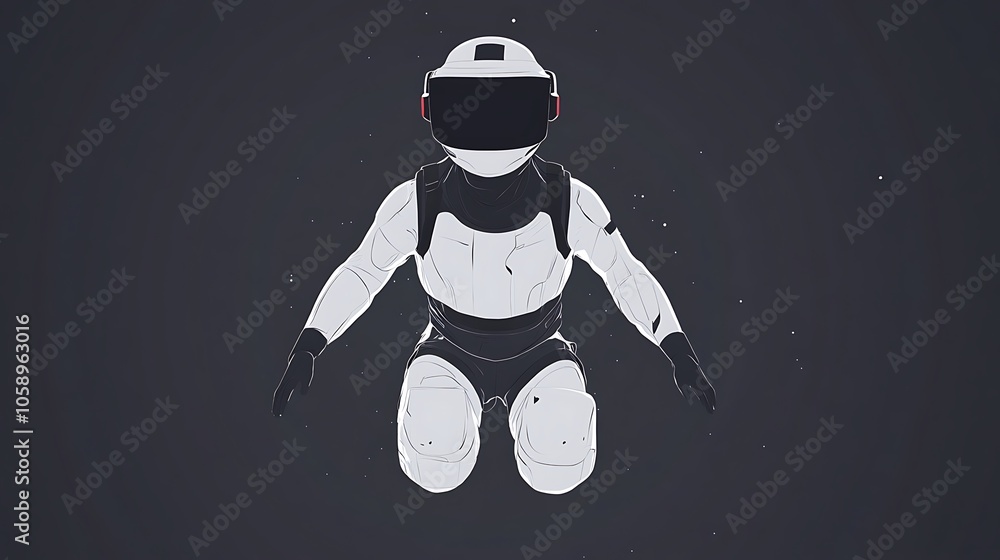 Poster minimalist 3d character floating in space