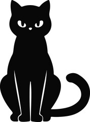 cat icon Halloween black cat silhouette isolated on white