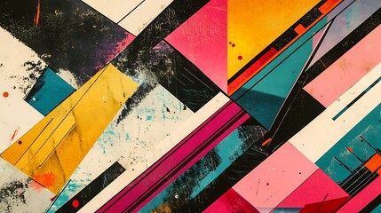 Geometric shapes and lines with retro 80s color scheme