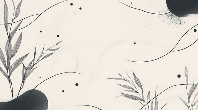 Minimalist line art borders with subtle curves and dots