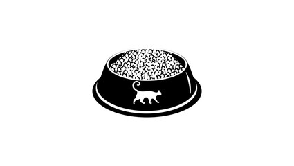 cat food in a bowl, black isolated silhouette