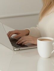 Fototapeta premium woman working on laptop