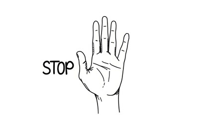Obraz premium Illustration of a hand raised in a stop gesture, symbolizing caution or halt.