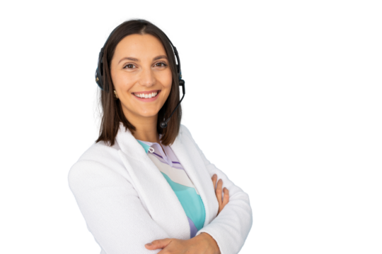 Young call center operator with headset