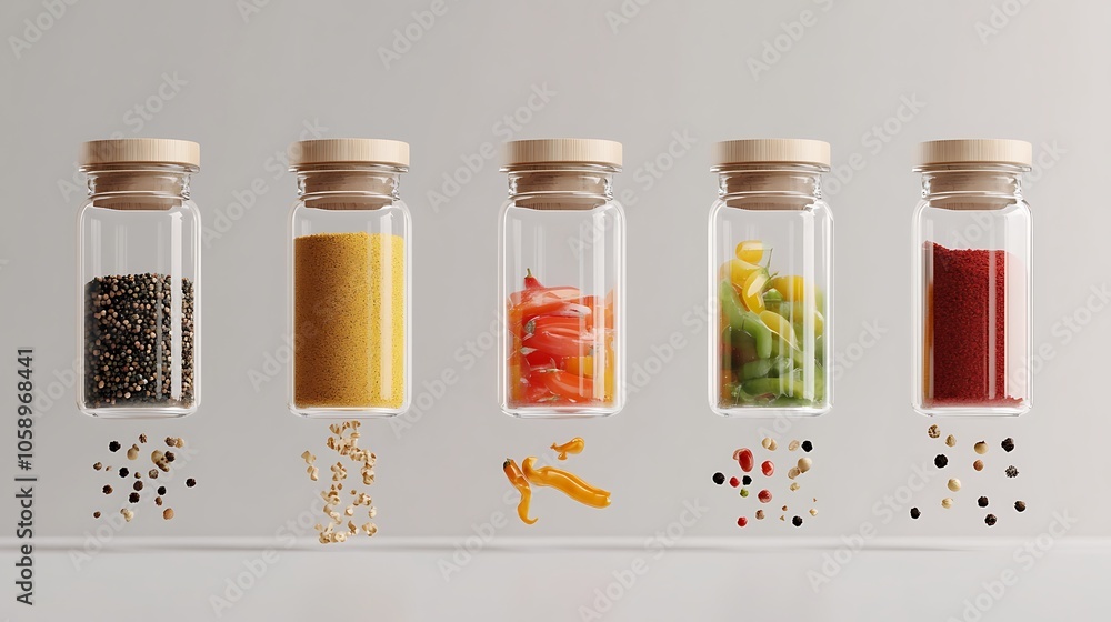 Poster minimalist floating spice rack in 3d design