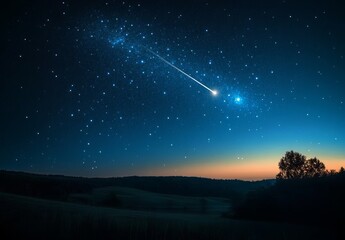 Shooting Star over a Peaceful Landscape