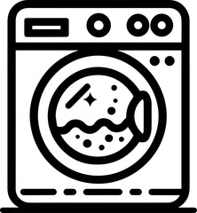 Black Line Art Washing Machine Electronic Hand Drawn Illustration