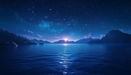 Starry Night Over the Mountain Lake