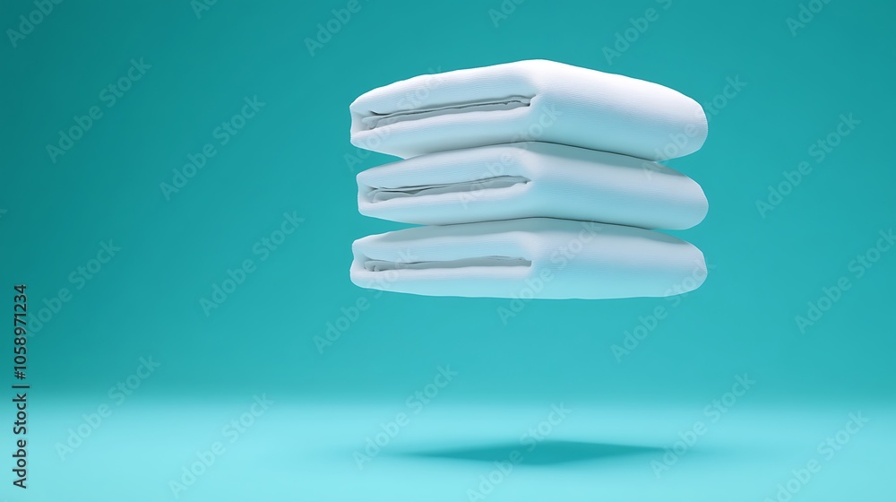Poster minimalist floating towels in 3d space