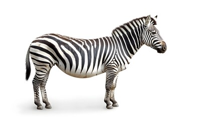 Fototapeta premium Chunky Zebra on White Background with Bold Striped Pattern