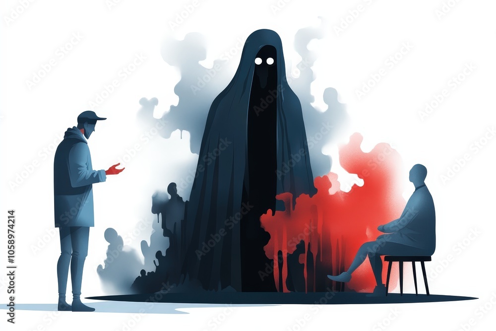 Poster mysterious character encounter in a minimalist style