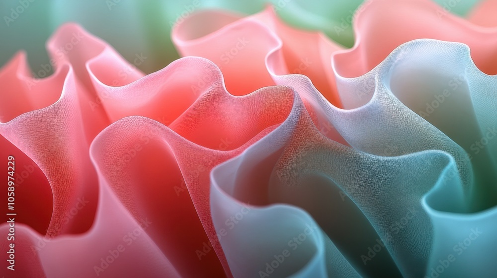 Poster elegant waves of fabric in soft pastel colors create a dreamy, textured landscape that captivates wi