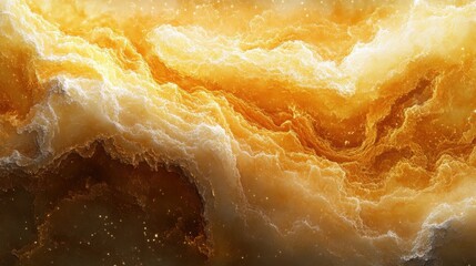 Obraz premium Golden swirls dance through a celestial landscape, capturing the essence of warmth and mystery in the depths of an abstract cosmos