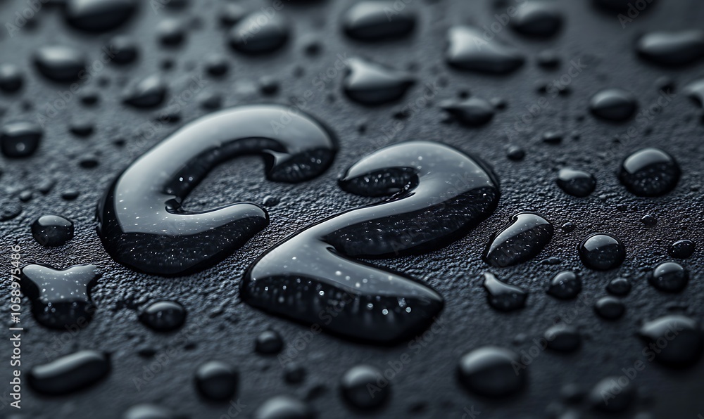 Poster close-up of water droplets on a surface with the number 