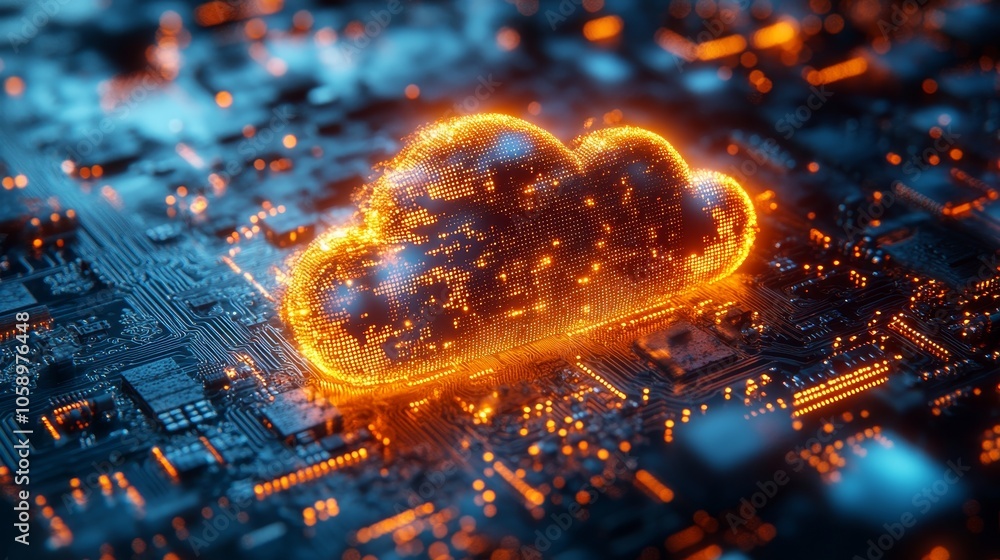 Poster an icon representing cloud computing cost efficiency, a price tag, and pay-per-use icons