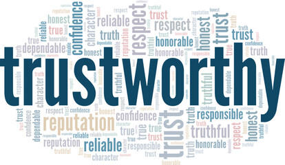 Fototapeta premium Trustworthy word cloud conceptual design isolated on white background.
