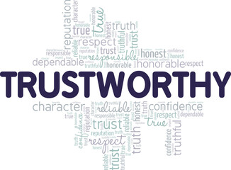 Trustworthy word cloud conceptual design isolated on white background.