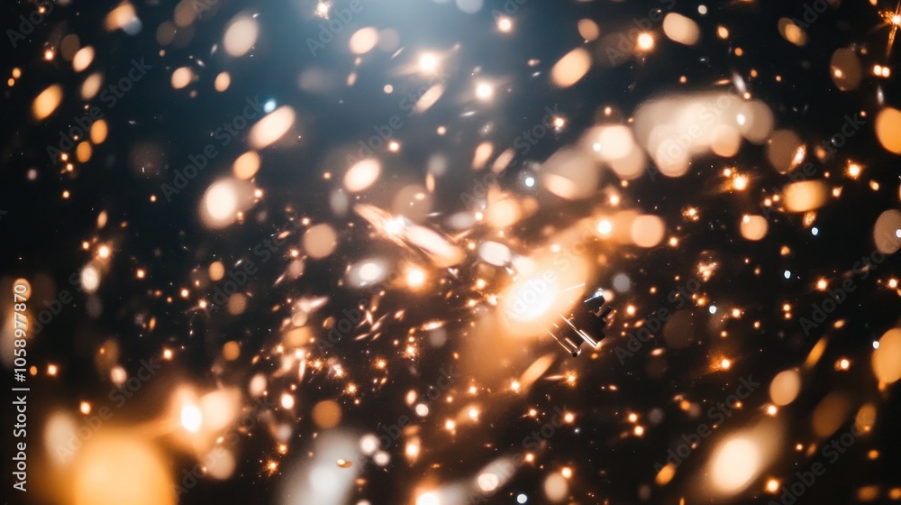 Poster abstract background of glowing sparks and bokeh lights.
