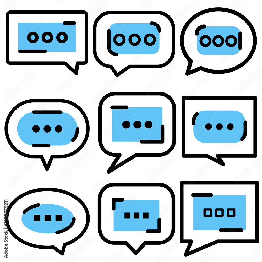 Poster chatbot ai robot assistance, speech bubble message communication icon. chatting dialogue flat design