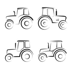 Minimalist Tractor Vector set Illustration for Agriculture.