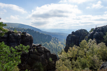 Idyllic view of Saxon Switzerland, national park in Germany