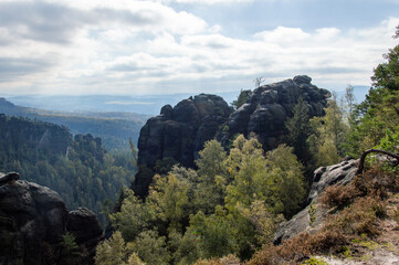 Idyllic view of Saxon Switzerland, national park in Germany