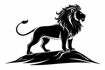 Majestic Lion Silhouette Vector on Hilltop