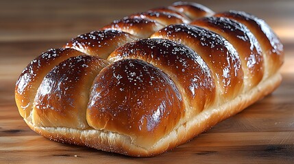 Freshly baked challah bread with golden crust and sugar dusting for traditional baking enthusiasts
