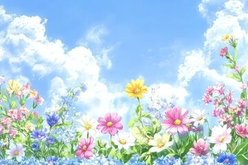 Colorful Mountain Landscape with Breathtaking Flowers