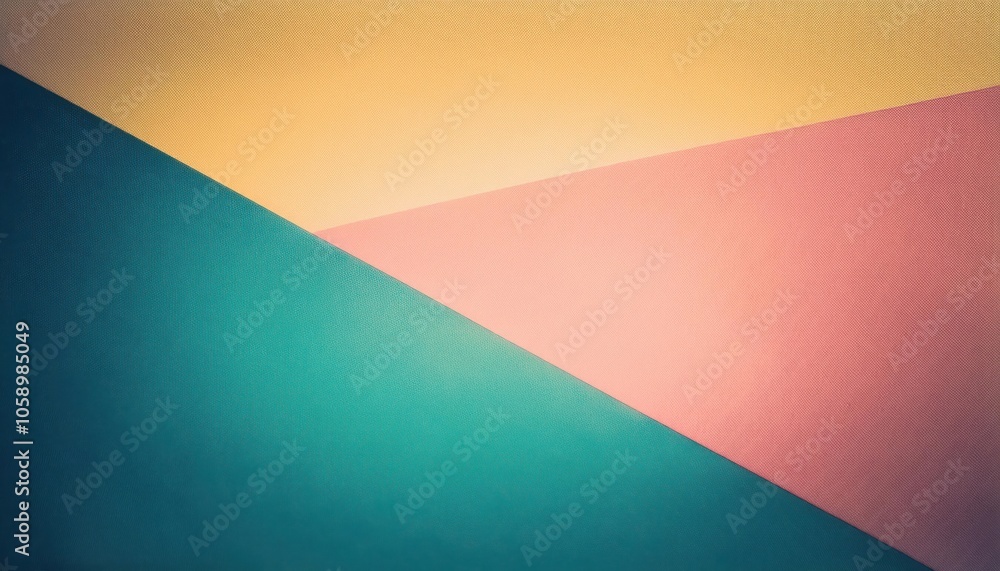 Poster abstract minimalist geometric background with overlapping pastel triangles in warm yellow, soft pink