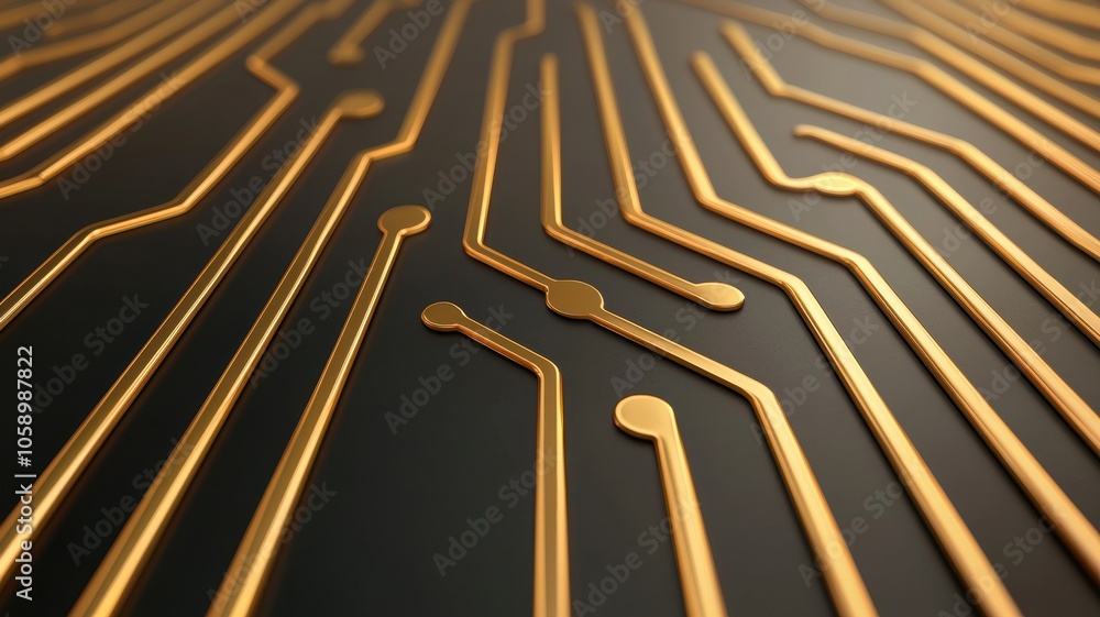 Aufkleber abstract metallic circuitry with ai elements