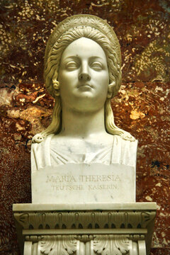 Donaustauf, Germany - October 26, 2024: Bust of German queen Maria Theresa  at Walhalla, the Bavarian hall of fame dedicated to distinguished figures in German history