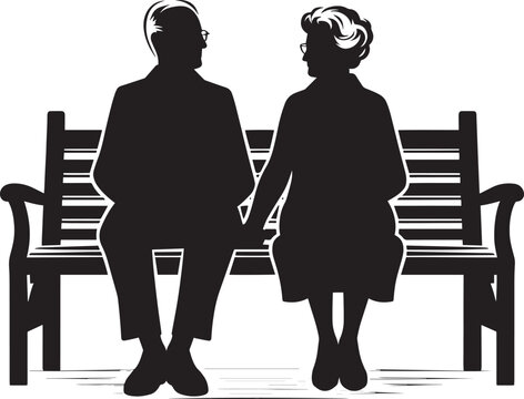 recommend clip art: Grandparents sitting together silhouette vector illustration isolated on a white background