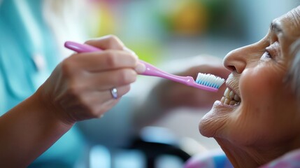 Caregiver Assisting with Daily Oral Hygiene Routine