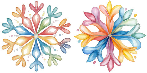 Fototapeta premium Colorful floral designs on a white isolate background, perfect for digital or print materials.