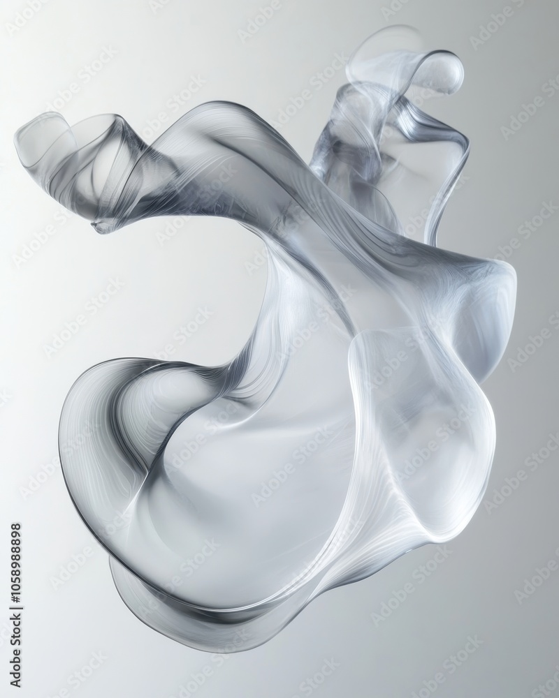 Poster ethereal transparent liquid blob twisting in space