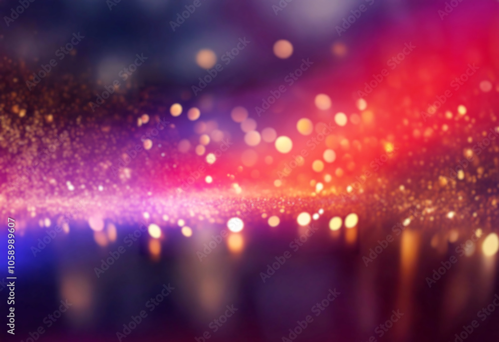 Poster a dark background with gold and yellow lights. the lights are out of focus and create a bokeh effect