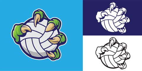 set of claw grabbing volley ball good for sticker, logo, sport team, etc © angga