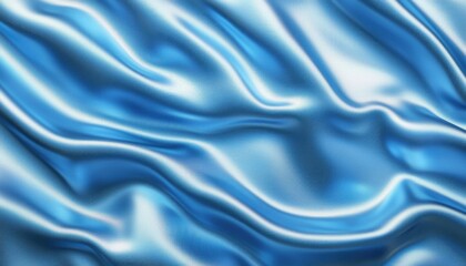 Fototapeta premium A smooth, shimmering blue fabric drapes elegantly, showcasing its texture and sheen. Ideal for design and textile applications.