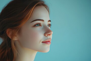 Naklejka premium Joyful Woman Portrait on Light Background