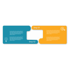 2 line process infographic template with icons and yellow colour for business information