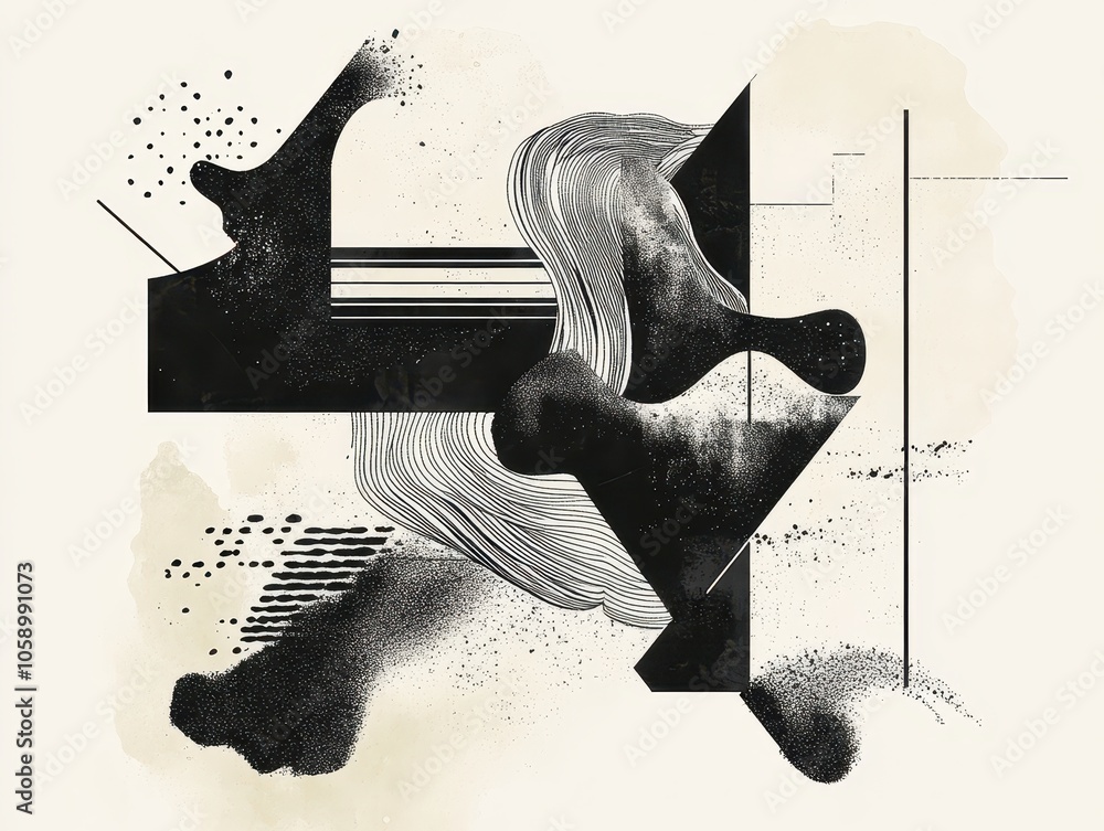 Poster abstract dynamic composition with fluid patterns