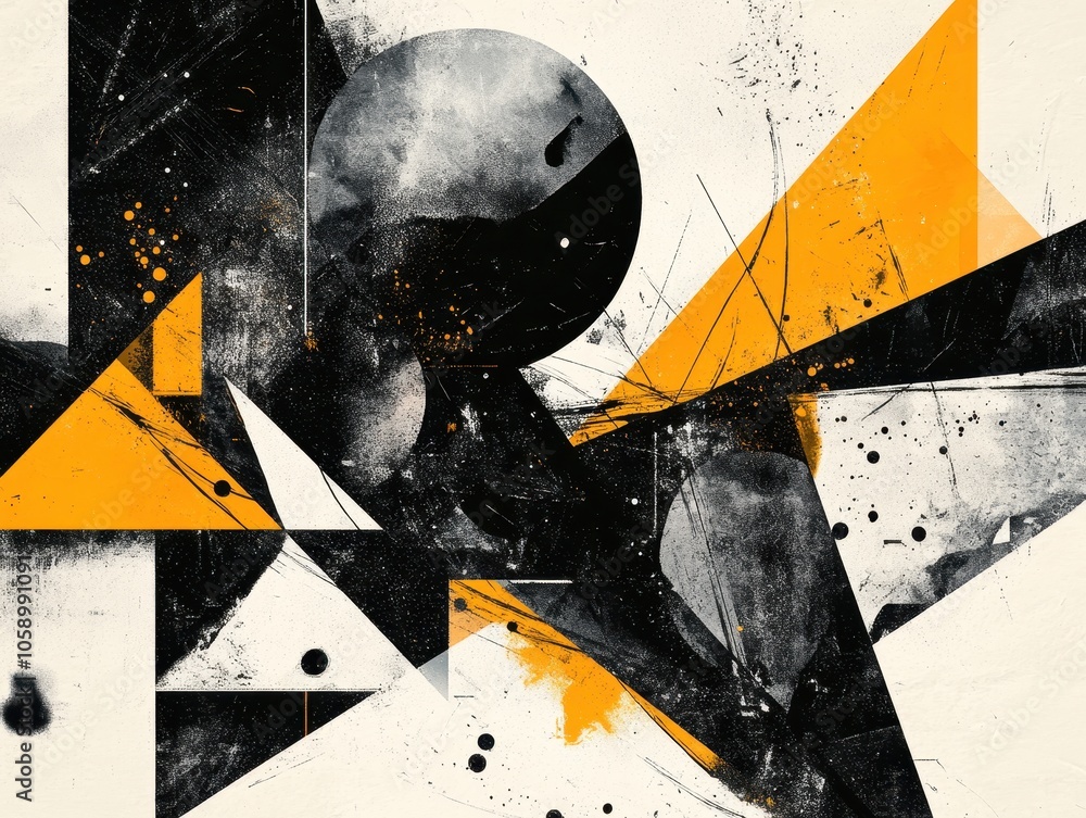 Poster dynamic abstract composition with bold colors