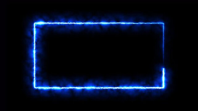 Flickering neon frame on an isolated black background. Ultraviolet modern light neon spectrum. abstract glowing neon rectangle border frame in the shape rectangle glowing . 4k video.