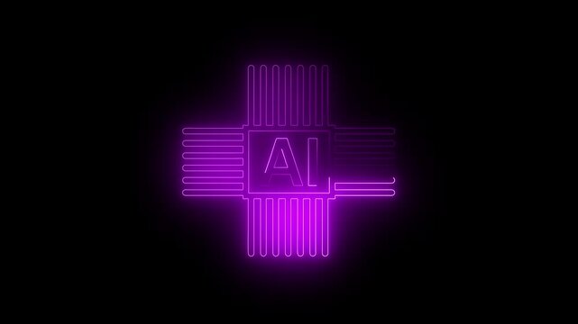 Motion graphic of Blue digital AI logo with futuristic technology .  Chat with AI or artificial intelligence technology. Use AI technology by inputting, deep