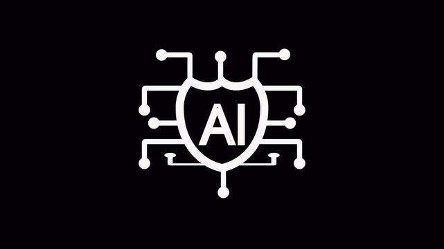 Motion graphic of Blue digital AI logo with futuristic technology .  Chat with AI or artificial intelligence technology. Use AI technology by inputting, deep