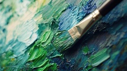 Obraz premium Artistic Application of Paint with Brush on Canvas