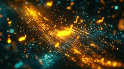 Obraz premium Dynamic Abstract Representation of Glowing Musical Notes