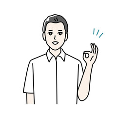 OKポーズをする制服を着た学生のイラスト